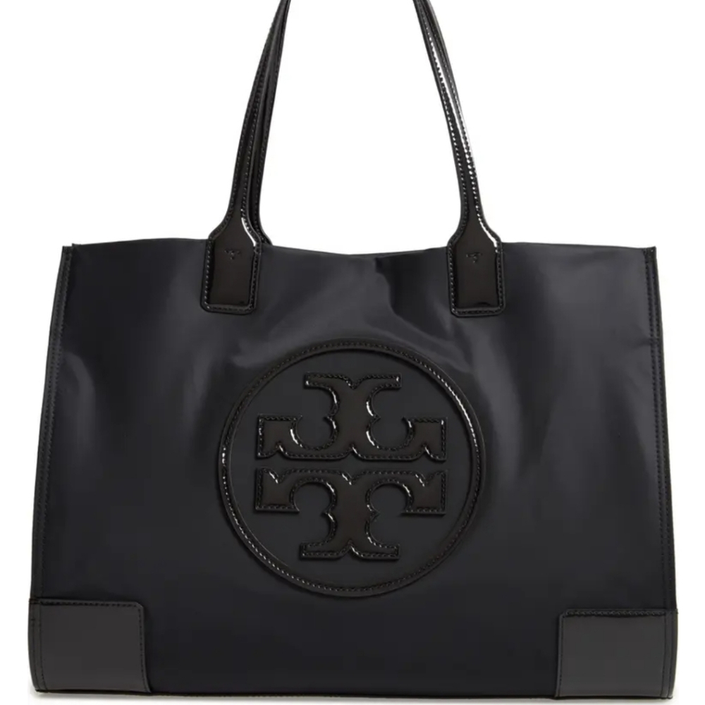 *SOLD*Tory Burch Ella Patent Nylon Tote in Black